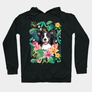 Tropical Black White Border Collie 2 Hoodie